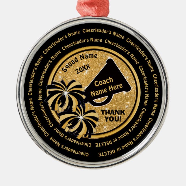 Odyr Anpassningsbar Cheerlead Coach Gift Ideas Julgransprydnad Metall (Framsidan)