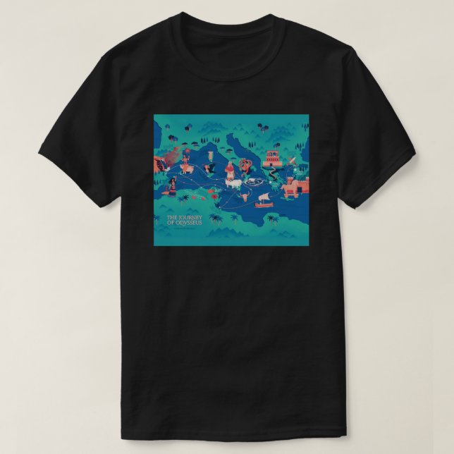 Odyssey Karta - Odysseus Throw Blankes resa T Shirt (Design framsida)