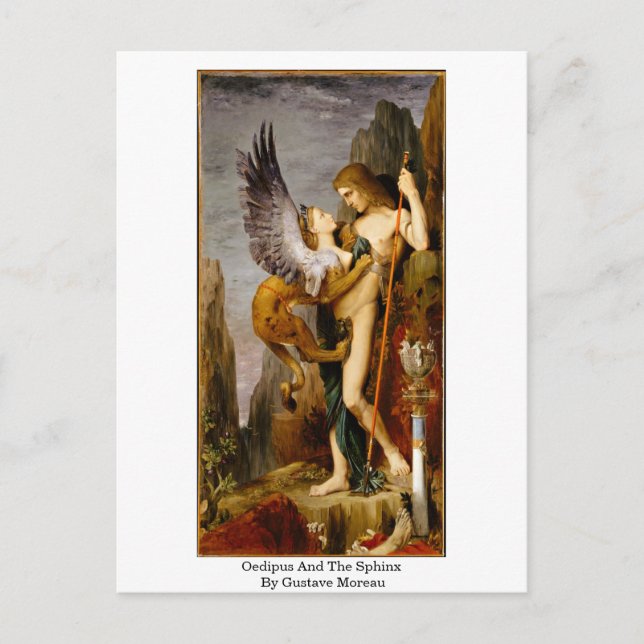 Oedipus och sfinx av Gustave Moreau Vykort (Framsida)