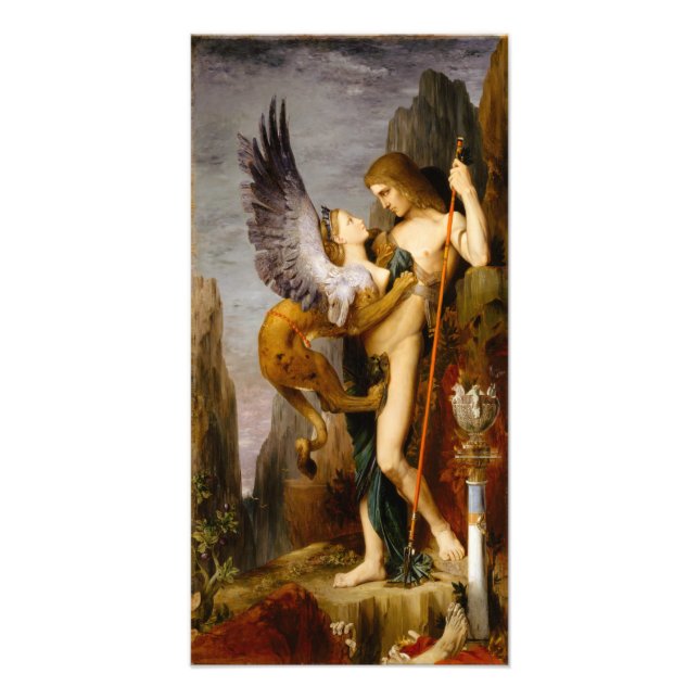 Oedipus och Sphinx av Gustave Moreau Fototryck (Framsidan)