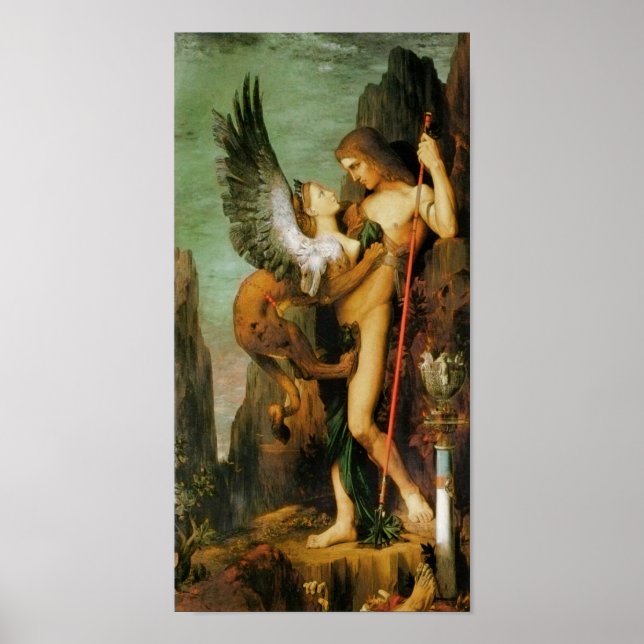Oedipus och Sphinx av Gustave Moreau Poster (Framsidan)