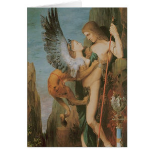 Oedipus och sphinxen hälsningskort