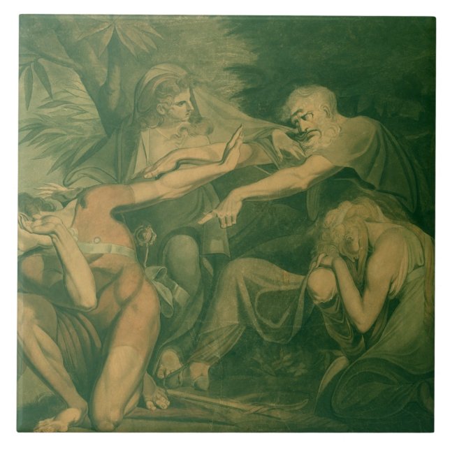 Oedipus som förbannar hans son Polynices - "att Kakelplatta (Framsidan)
