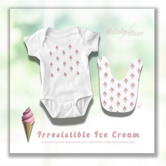 Oemotståndlig Ice Cream Bodykostym av Adiela Akoo T Shirt (Irresistible IceCream Baby Bodysuit & Bib by Poet Adiela Akoo. SHOP my store for more fab baby finds)
