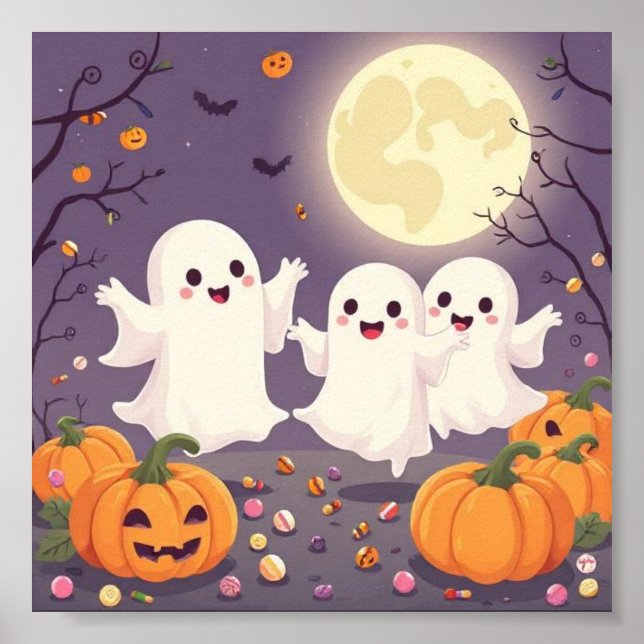 Oemotståndligt Spöken – Vacker Pastell Halloween  Poster (Framsidan)