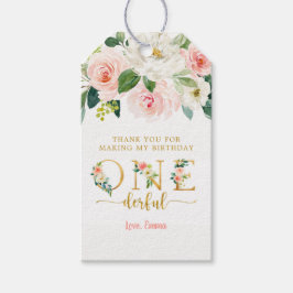 Oenderful Girl 1st Birthday Tack Presentetikett