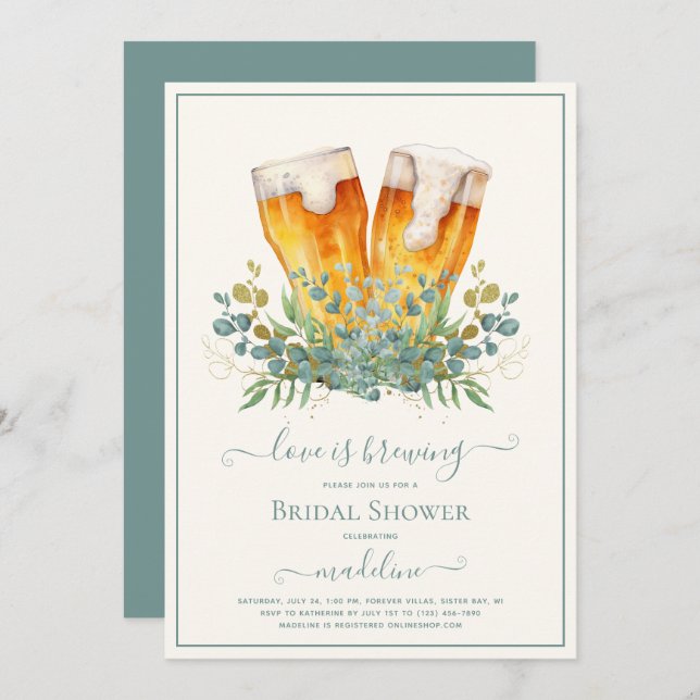 Öer Kärlek andas Eucalyptus Möhippa Inbjudningar (Fram/baksida)