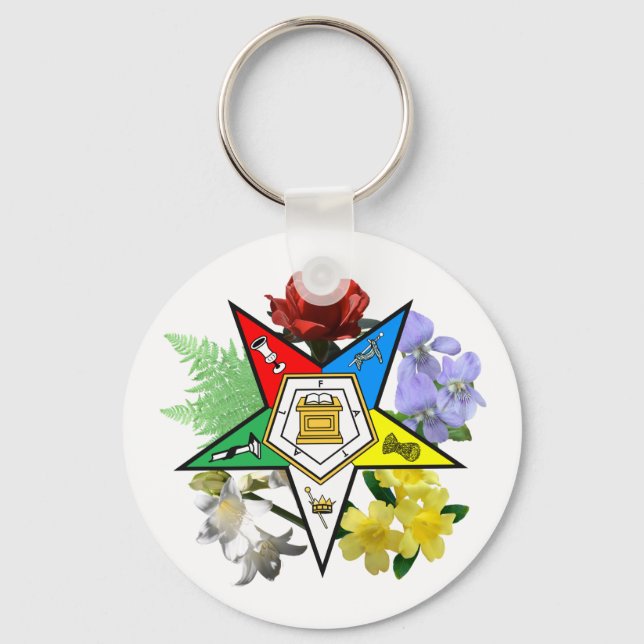 OES Blommigt Emblem Keychain Nyckelring (Framsida)