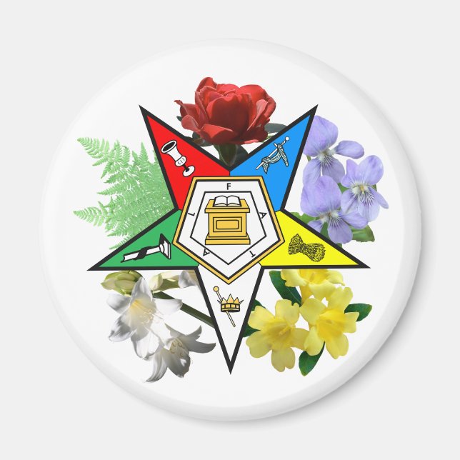 OES blommigt Emblem Magnet (Framsidan)