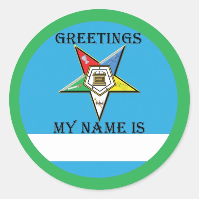 OES Namn bricka Runt Klistermärke (Framsida)