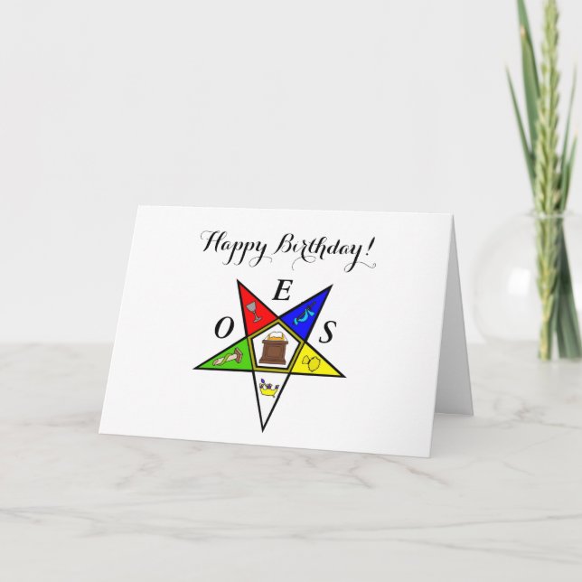 OES Östra Star Sister Masonry Order Birthday Tack Kort (Framsida)