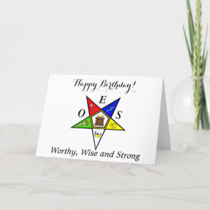 OES Östra Star Sister Masonry Order Birthday Tack Kort