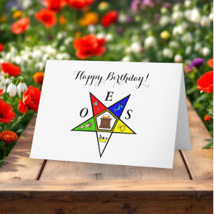 OES Östra Star Sister Masonry Order Birthday Tack Kort