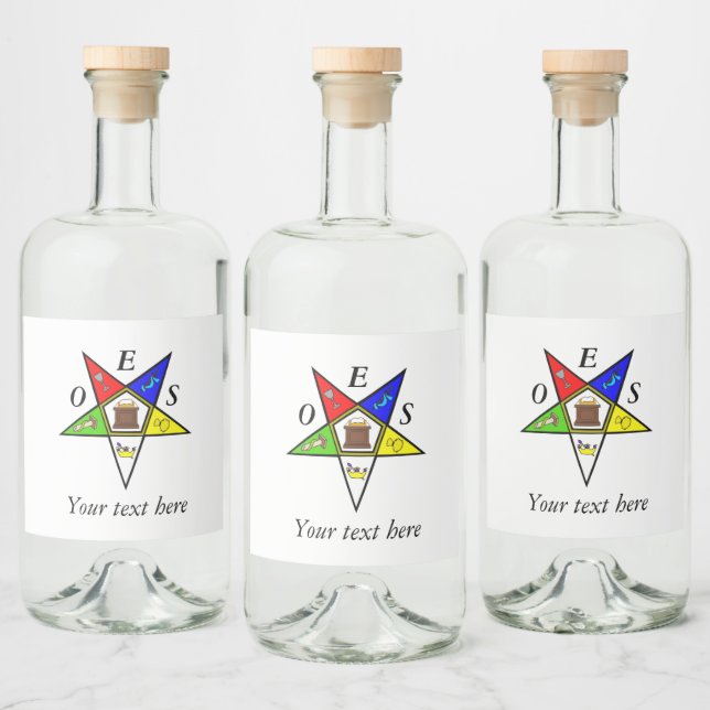 OES Östra Star Sister Masonry Order Spritflaskor Etikett (Flaskor)
