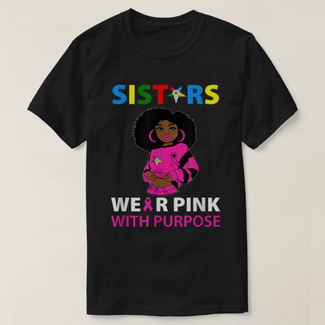 OES Sisters Bära Rosa Östra  Stjärtcancer Bröstcan T Shirt (Design framsida)