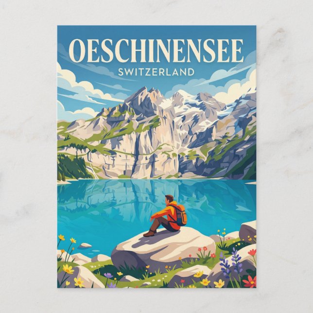 Oeschinensjön Schweiz Vykort (Framsida)