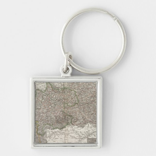 Oesterreich - Wienregionen Fyrkantig Silverfärgad Nyckelring (Framsidan)