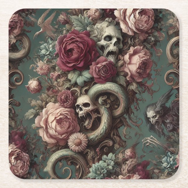 Of Bone & Vine – Gothic Victorian  Underlägg Papper Kvadrat (Framsidan)
