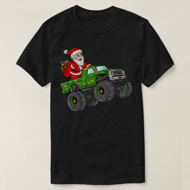 of Christmas Santa Claus Riding In Monster Truck B T Shirt (Design framsida)
