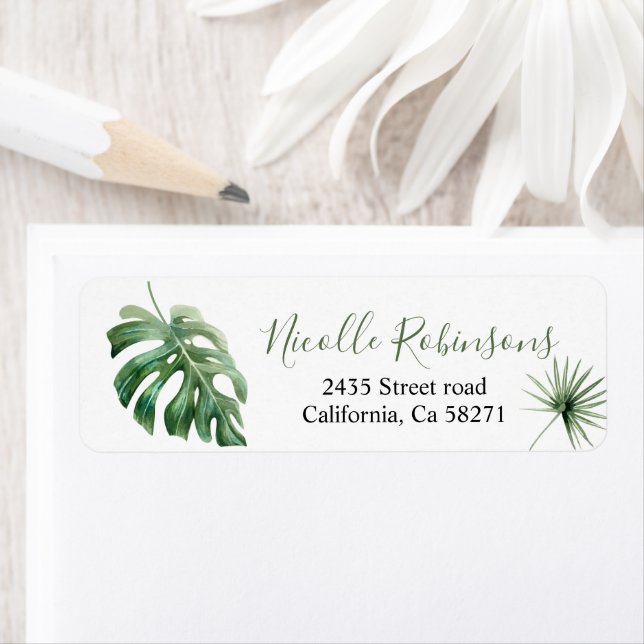 of direction Monstera tropical Returadress Etikett (Insitu)