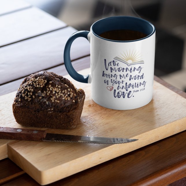 OFAILING KÄRLEK Psalm Bible Scripture Navy Coffee Mugg (Skapare uppladdad)