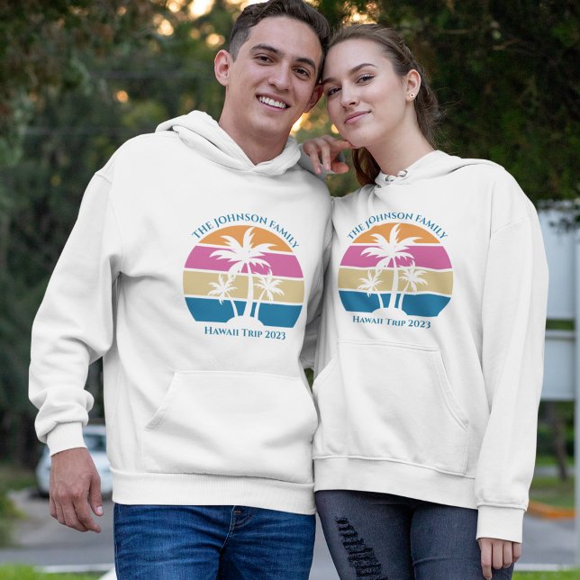 Öfamiljen Handflatan i den tropiska stranden Resa  Hoodie (Skapare uppladdad)