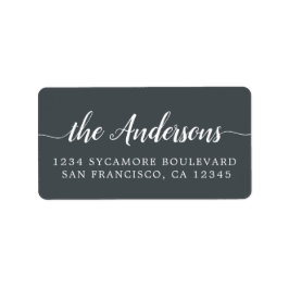 Off-Black Script Family Return Address Label Adressetikett