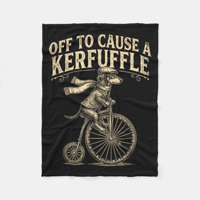 Off Cause Kerfuffle Dachshund Dog Illustration Fleecefilt (Framsidan)