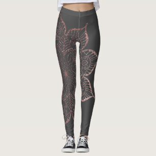 Off-Center Ro-Faux Glitter Mandala, Grått Leggings