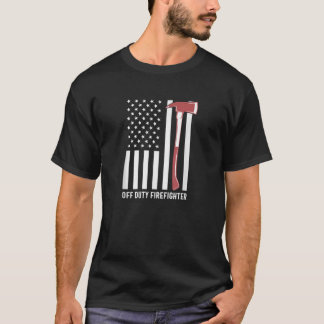 Off Duty Firefighter Red Line Rand Flagga America T Shirt