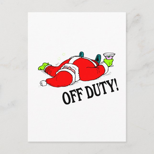 Off Duty Santa (Drunk) Helg Vykort (Framsida)