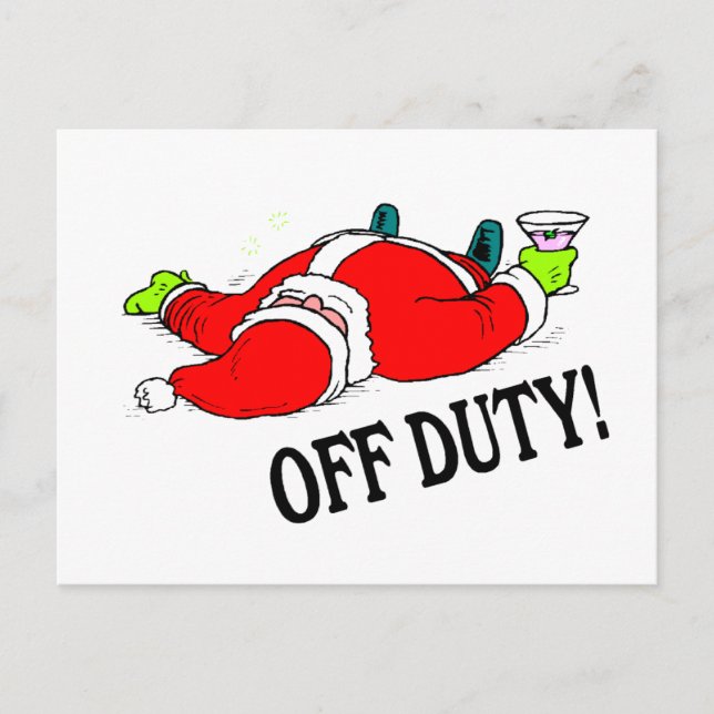 Off Duty Santa (Drunk) Helg Vykort (Framsida)