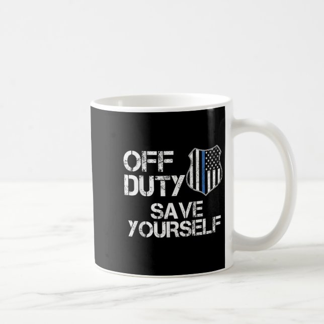 Off Duty Save Yourself Funny Lice Blue Line Gift  Kaffemugg (Höger)