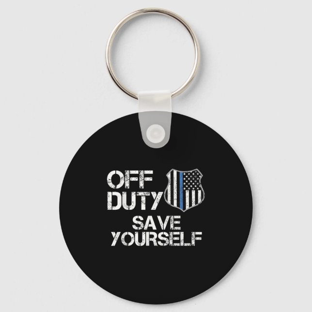 Off Duty Save Yourself Funny Lice Blue Line Gift  Nyckelring (Framsida)