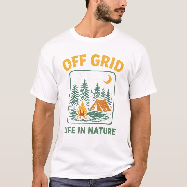 Off Grid – Life in Nature T Shirt (Framsida)