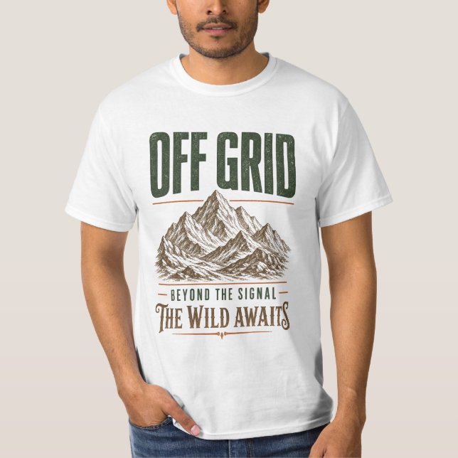 Off Grid Vintage Bergsdesign T Shirt (Framsida)