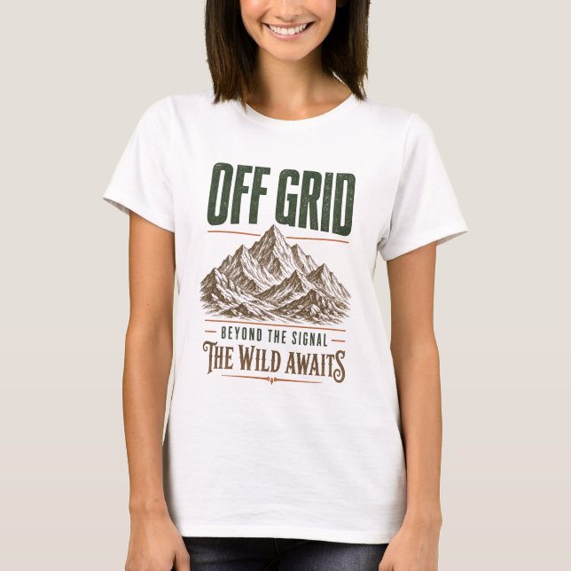 Off Grid Vintage Bergsdesign T Shirt (Framsida)