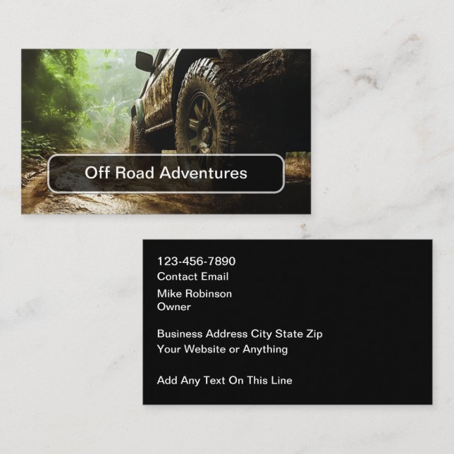 Off Road Adventures Truck Business Cards Visitkort (Fram/baksida)