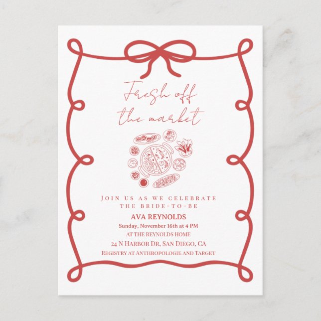 Off The Market Bridal Shower Invitation Template Inbjudan Vykort (Framsida)