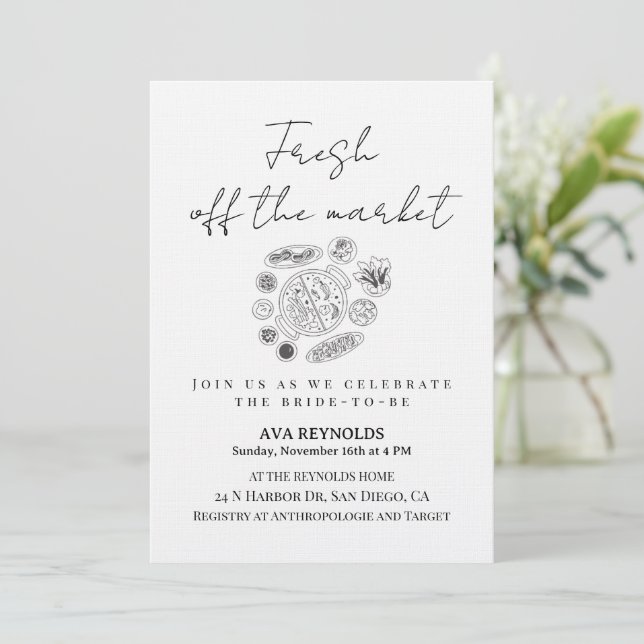 Off The Market Bridal Shower Invitation Template Inbjudningar (Stående Fram)