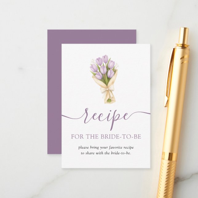 Off The Market Tulips Bridal Shower Recipe Card Tilläggskort (Fram/Back In Situ)
