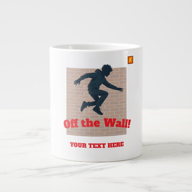 "Off The Wall"-mugg med anpassningsbart namn Jumbo Mugg (Framsidan)