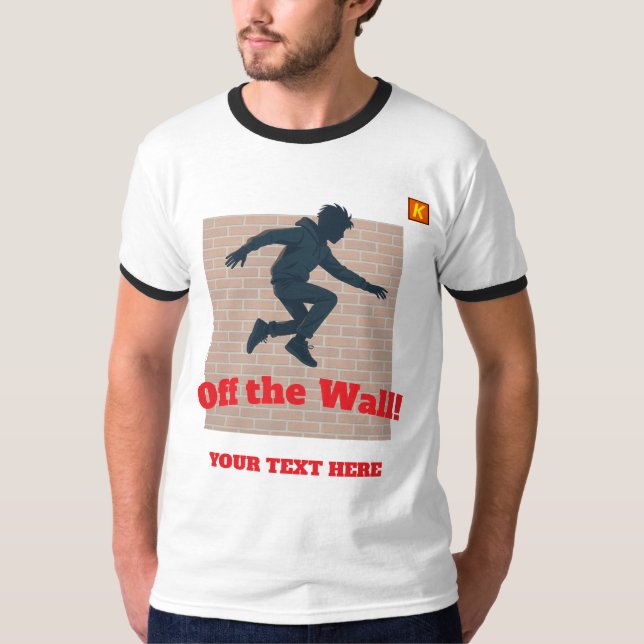 "Off The Wall" T-Shirt med anpassningsbart namn (Framsida)