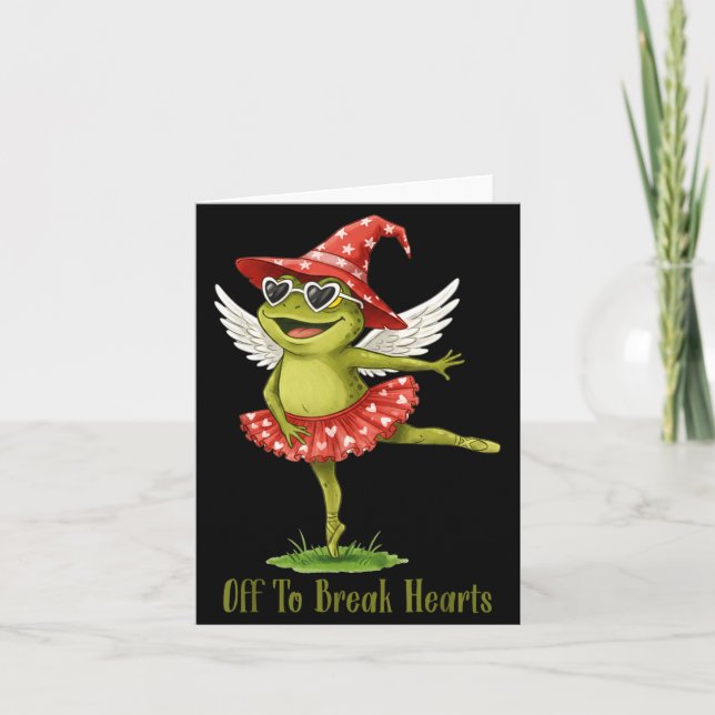 Off To Break Hearts Funny Frog Valentines Women Gi Kort (Framsida)