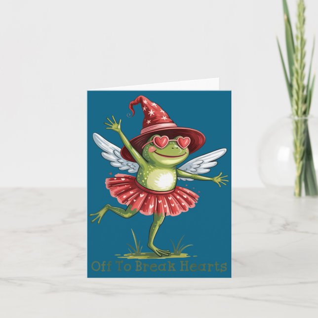 Off To Break Hearts Funny Frog Valentines Women Gi Kort (Framsida)