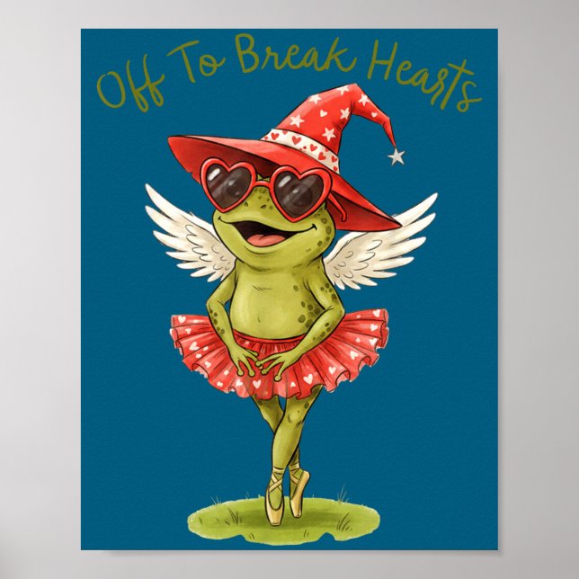 Off To Break Hearts Funny Frog Valentines Women Gi Poster (Framsidan)