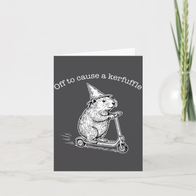 Off To Cause A Kerfuffle Funny Capybara Scooter Ch Kort (Framsida)