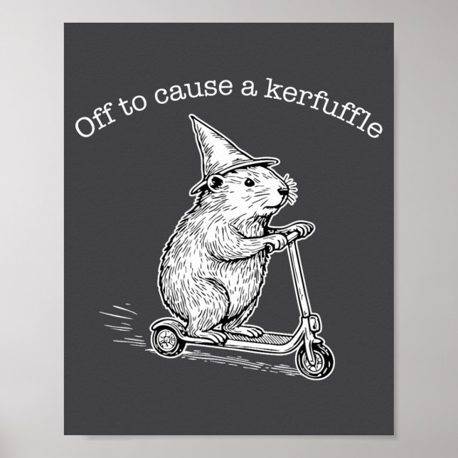 Off To Cause A Kerfuffle Funny Capybara Scooter Ch Poster (Framsidan)
