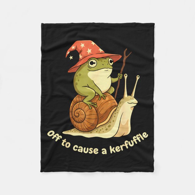 Off To Cause A Kerfuffle Funny Cowboy Frog Meme  Fleecefilt (Framsidan)