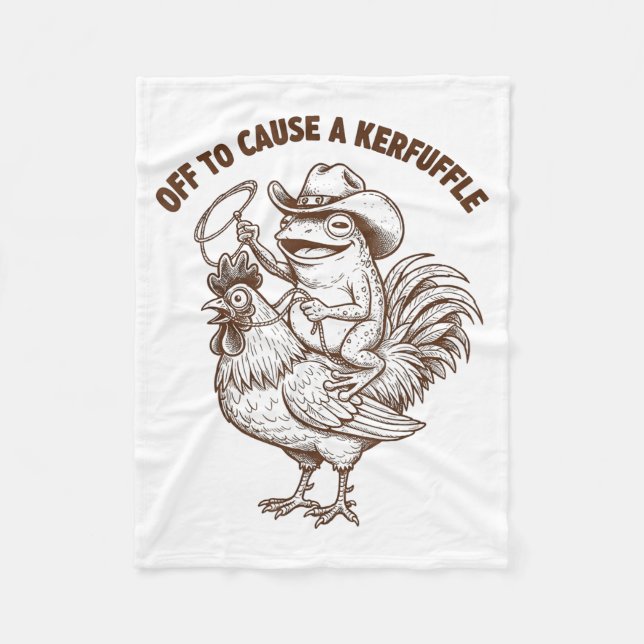 Off To Cause A Kerfuffle Funny Cowboy Frog Riding  Fleecefilt (Framsidan)